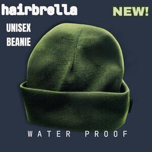 Hairbella 100% Waterproof Satin Lined Unisex Green Ivy Beanie Hat Cap. NEW! NWT!